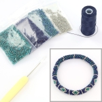 DIY kit armband haken met 11/0 - blauw emerald 